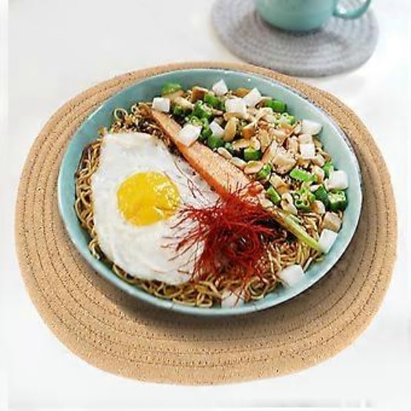 Japanilaistyylinen paksu pöytätabletti, lasinalunen, lämmönkestävä tabletti (pellavanvärinen)