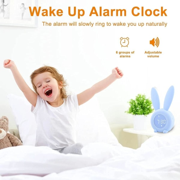 Kaninväckarklocka för barn, väckarklocka med lysande kanin