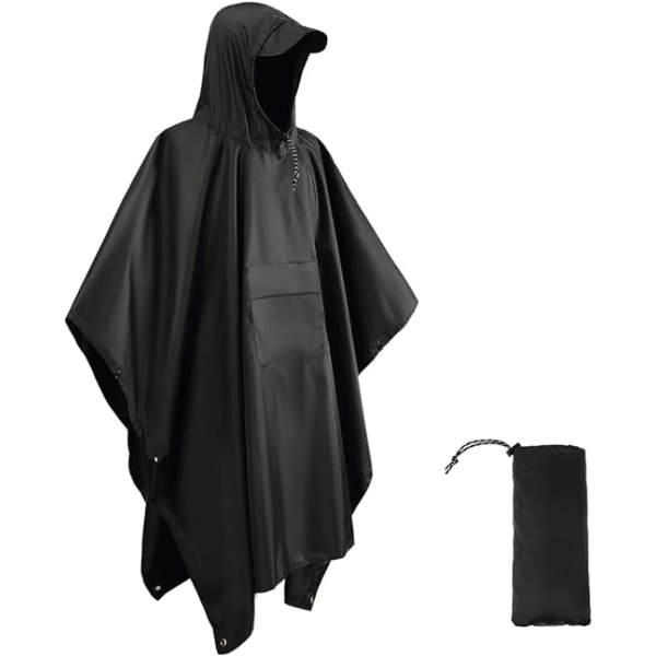 Black multifunctional 3-in-1 immersion poncho, L é ger 210T Oxfor