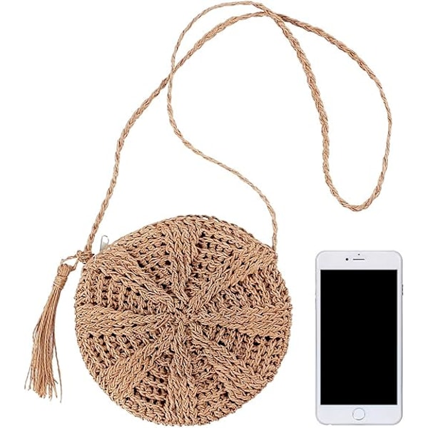 Dam Straw Crossbody Plånbok Strand Handvävd Axelväska med F