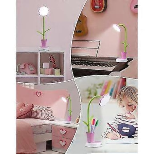 LED Solsikke Barnelampe Skrivebordslampe Berøringskontroll Dimming Lampe Fleksibel USB Oppladbar Skrivebordslampe Øyebeskyttelse