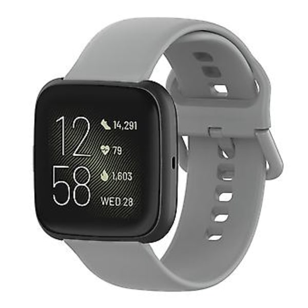 23 mm:n värillinen soljen silikoniranneke Fitbit Versa 2 / Versa / Versa Lite / Blaze -kelloille, koko: S (harmaa)