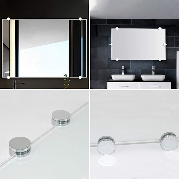 (L)8 st Spegelklämmor Glasklämma Klämma Hållare Zink Legering Fästning Spegelfäste för 3-5 mm Tjock Glas
