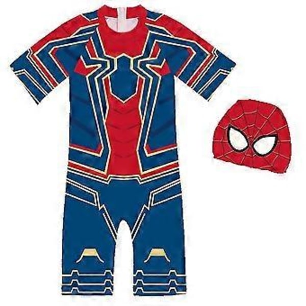 Spiderman Børnebadetøj Badedragt Heldragt Svømmedragt Med Hætte 4-8 År (4-5 År C)