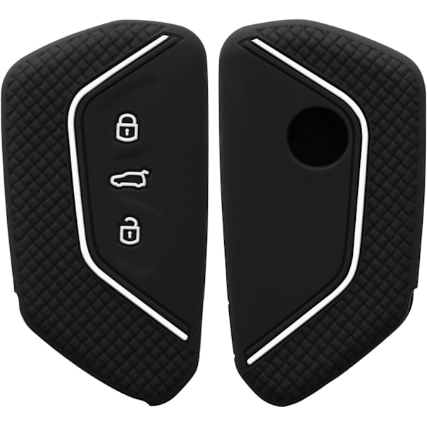 Sort+Hvid Bilnøgle Cover Kompatibel med VW Golf 8 3-Knaps Bil