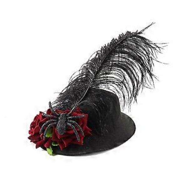 Fjäderprydd Hårklämma Hatt för Halloween Ros Blomma Hatt Cool Hårklämma Cosplay Party Hatt Maskerad Huvudbonad( )
