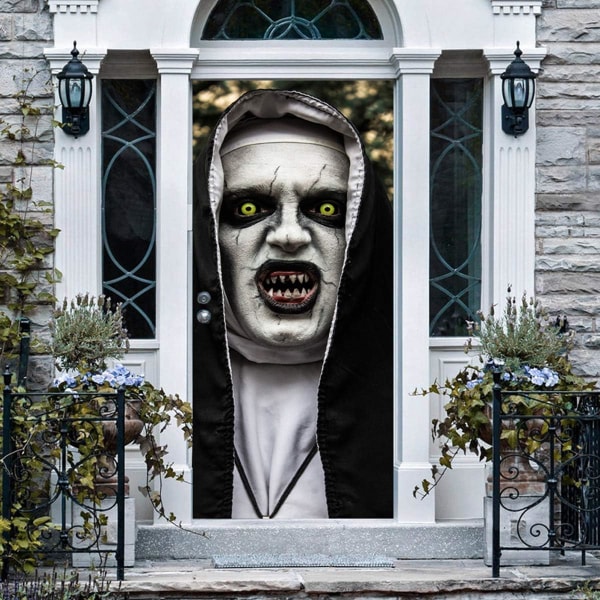 Halloween 3D Nonne Dørklistremerker, 30 x 78.7 tommer Realistisk Hor