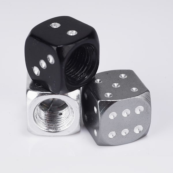 Hjulventilhætter til køretøj i aluminiumlegering terningestil sort 4 stk.