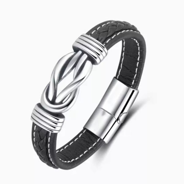 Læderarmbånd til mænd med magnetisk spænde i rustfrit stål
