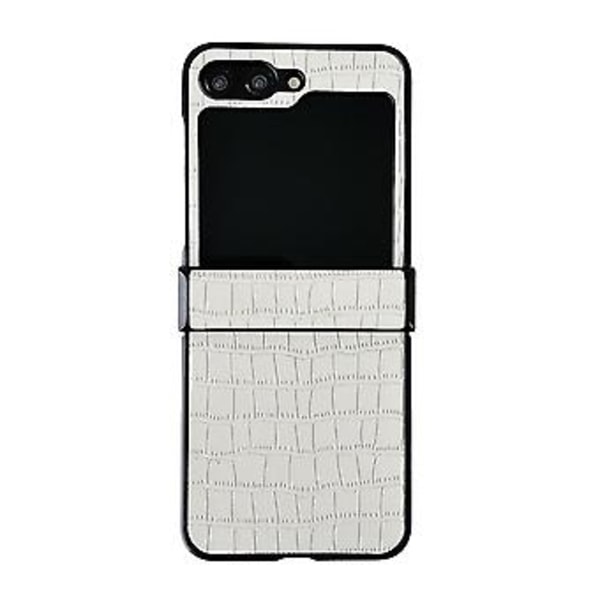 Krokodil-mönstrat PC-fodral för Samsung Galaxy Z Flip5 5G (Vit)
