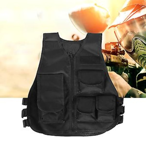 Børne Vest Militær Camouflage Vest til Udendørs Lege (Sort Voksen)