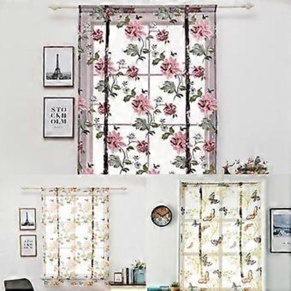 Pioni Kukka Violetti Roomalainen Verho Keittiön Ikkunaverhot 60 (120 x 120 cm)