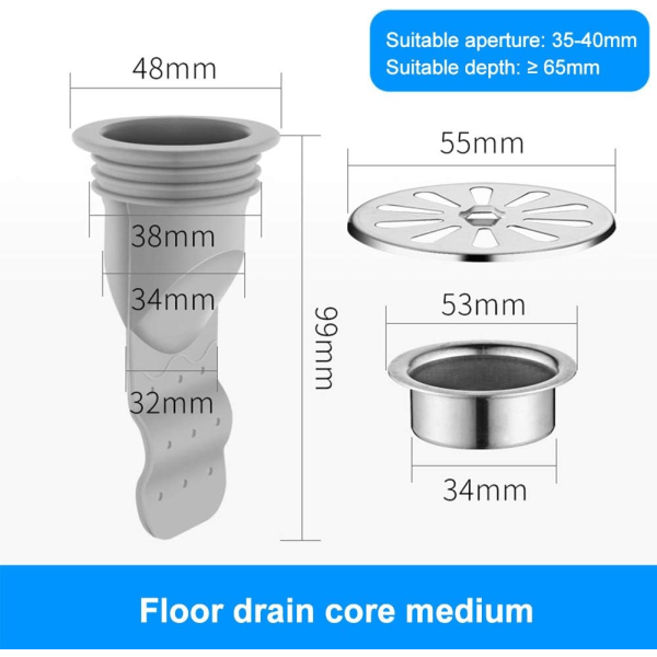 (M Gray) Silicone Floor Drain Backflow Preventer Adjustable Sink