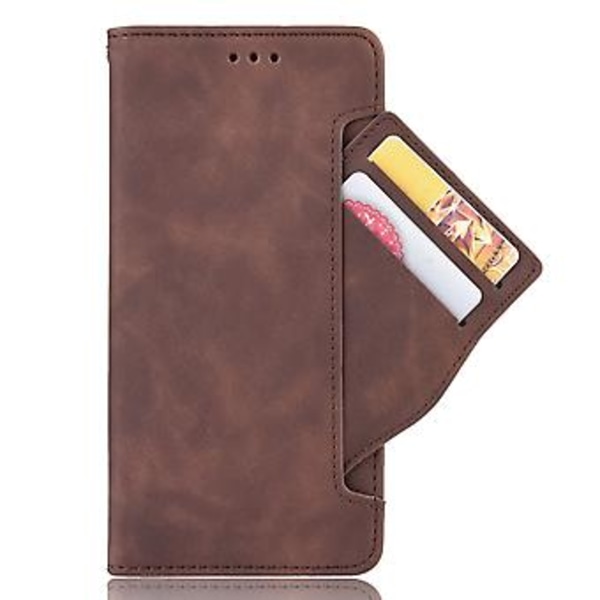 Läderfodral med kortfack för iPhone 15 Plus (Brun)