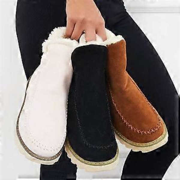 1 Par Klassiska Halkfria Ankel Uggs för Kvinnor Svart Bomull 1 Par Varma Snökängor Mikrofleecefoder (41 svart)