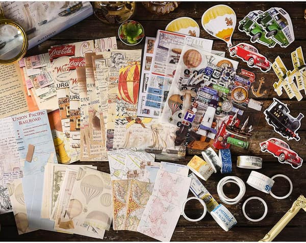 Rejse Scrapbooking Sæt, Journaling Tilbehør, Junk Journal Kit med Washi Tape, Stickers, A6 Note