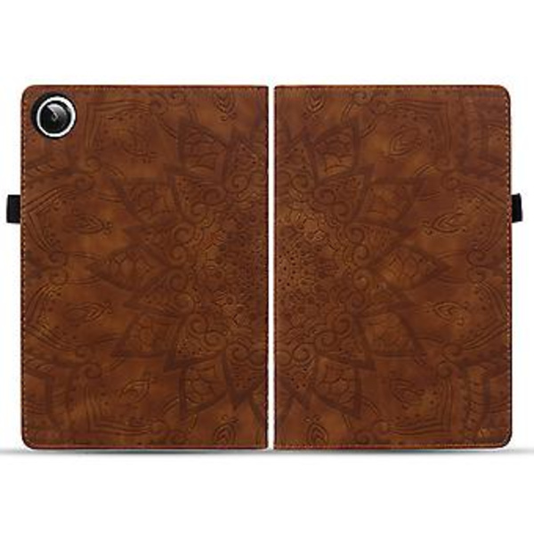 Prässattu nahkakotelo Samsung Galaxy Tab A9+:lle (ruskea)