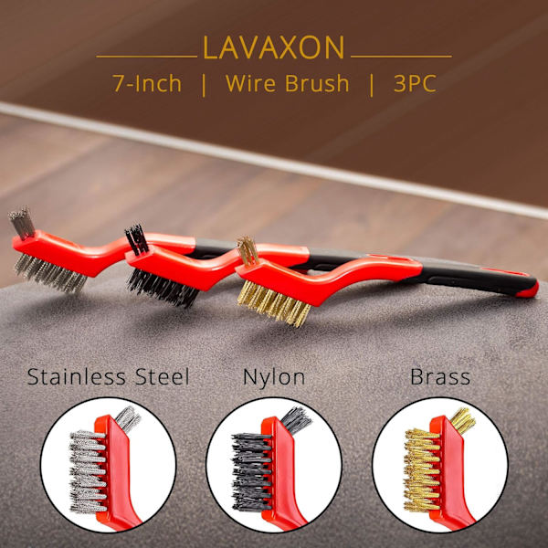 Wire Brush Sæt 3stk - Nylon/Messing/Rustfrit Stål Børster med C