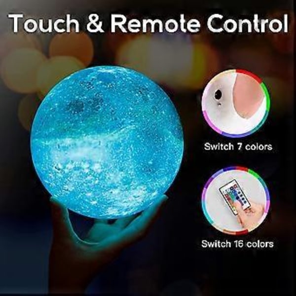 Månelampe Galaxy Lampe LED 3D Månelampe, Fjernbetjening og Touch Kontrol Lava Lampe Måne Natlampe Gave til Piger Drenge Børn Kvinder Fødselsdag (8cm)
