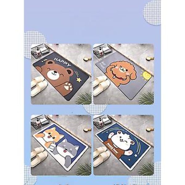Tecknad absorberande supersoft duschmatta badrum halkfri maskintvättbar, lämplig för dörröppning/kök/badrum/tvättstuga/sovrumdoftande hund60*9