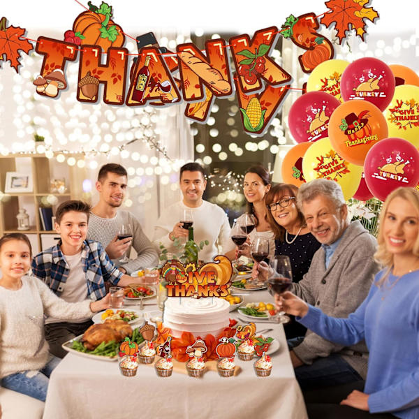 Thanksgiving festdekorationer sæt kalkun kage toppers og ahorn
