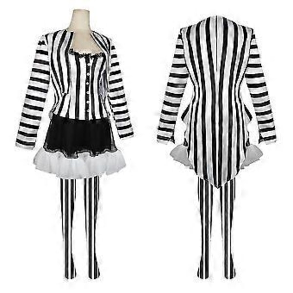 Beetlejuice 2 Vuxen Halloween Karneval Cosplay Kostymer (XL kvinna)