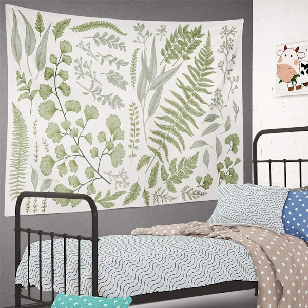 Botanisk Polyester Tekstilvev - Blomster med Grønn og Hvit Vår