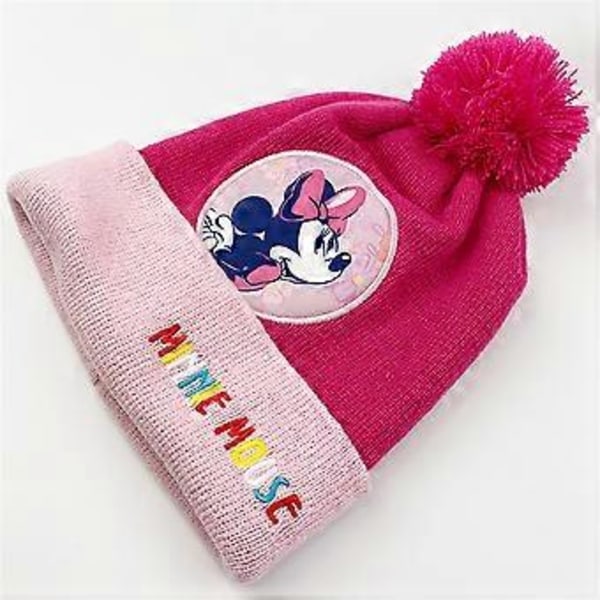 Vintervarm stickad mössa, halsduk och vantar med pompom för små flickor - Frozen Elsa Anna Minnie (D)