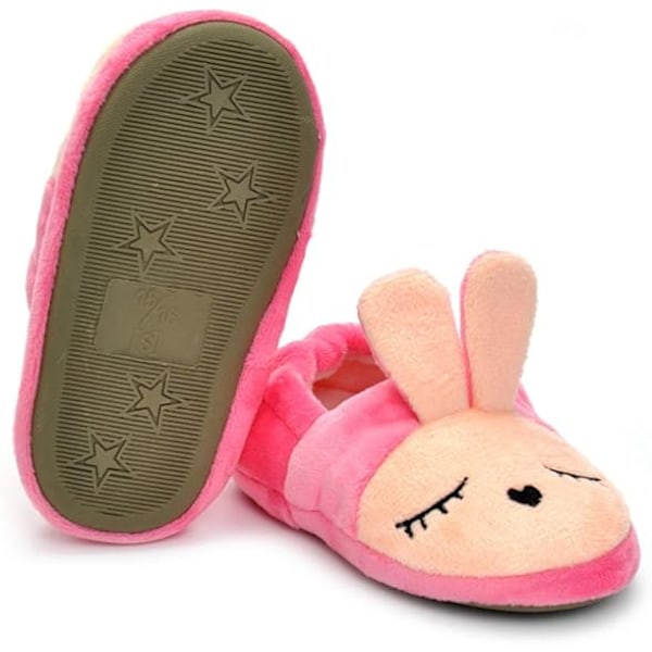 Mjuka och mysiga plyschtofflor för babyflicka, tecknade varma vinterskor för inomhus (innersula 15,5 cm)