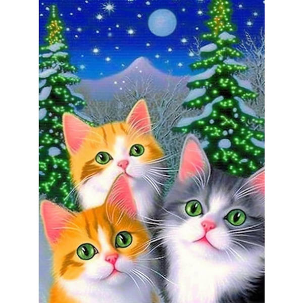 30*40cm 5D Diamantmaleri Kat, Diamantbroderi Dyr, Diamant