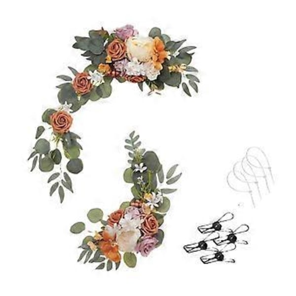 2 Stycken Hängande konstgjorda blommor Swag Sidenblommor Simulation Dekorativa (Orange)