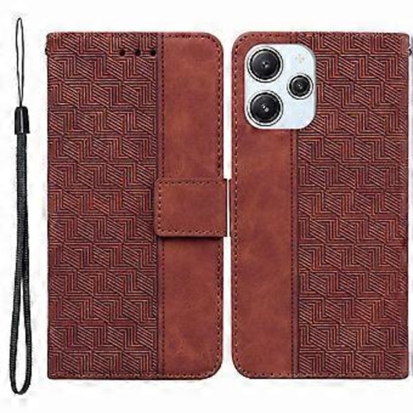 Flipfodral med stativ och plånbok i PU-läder för Xiaomi Redmi 12 4G med geometrisk prägling