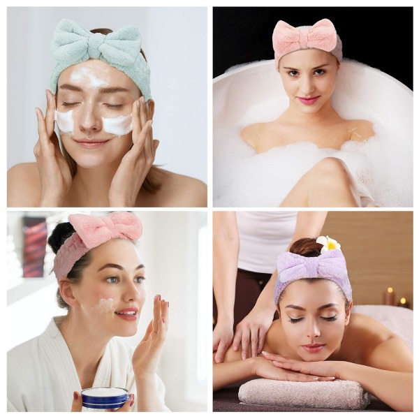 3-pack Handdukshuvudband för Kvinnor, Ansiktsrengöring & Makeup Spa Huvudband,*