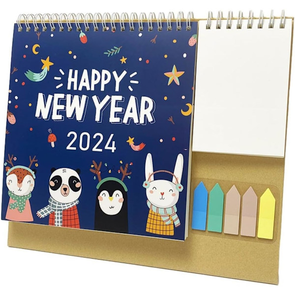 2024 Skrivebords Kalender på engelsk (A), Multifunktionel og Praktisk Organizer