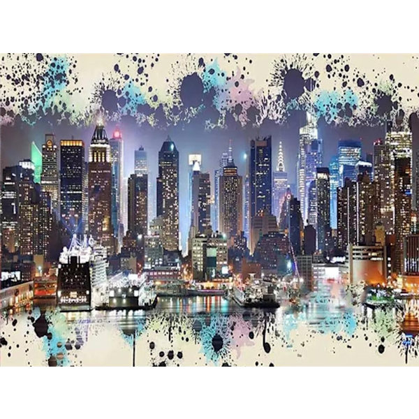 30 x 40 cm ,vue nocturne de la ville Diamond Painting Broderie