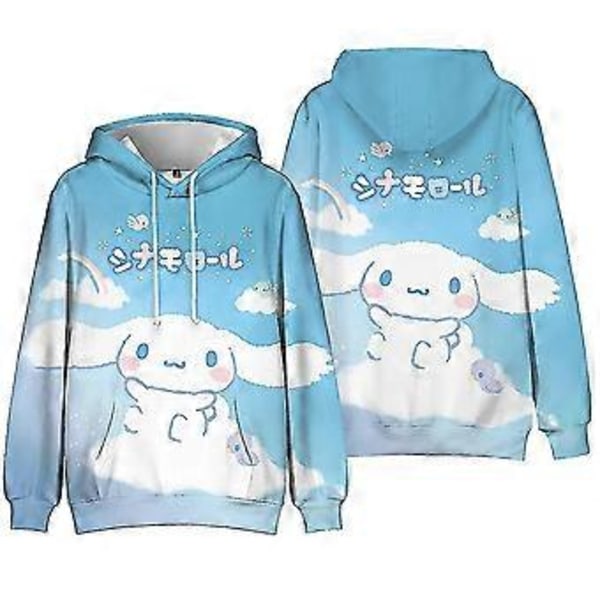Flickor Cinnamoroll Tryckta Huvtröjor Casual Sweatshirt Tröja Huvtröja med Ficka Gåvor -NMAOV( 9-10 År)