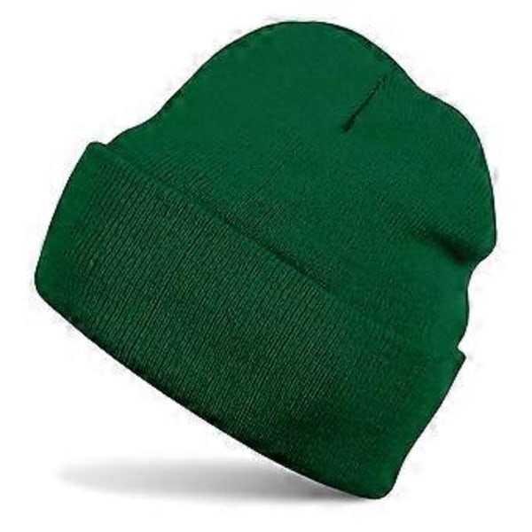 Unisex Neulotupsu Hattu Yksinkertainen Lämmin Käännetty Talvihattu Tuulenpitävä Korvasuojain Hattu Ulkoilmaurheiluun (Ruohovihreä)