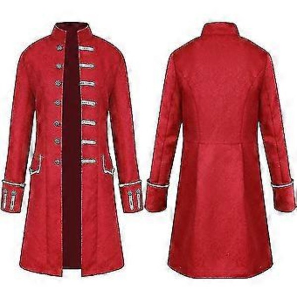 Mænd Jakker Steampunk Vintage Frakke Gotisk Victorian Frock Karneval Cosplay.M (4XL Rød)
