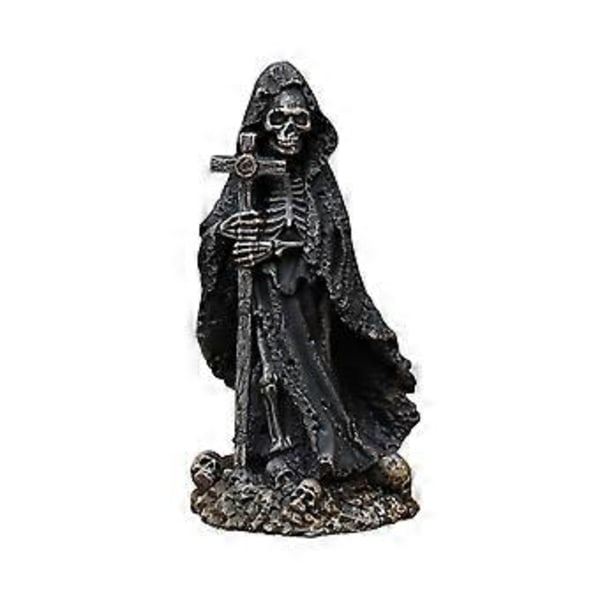 Kryds Skelet Statue Gotisk Skulptur Borddekoration Bordpynt Halloween Dekoration til Hjem Stue Soveværelse Indendørs (Stil C)
