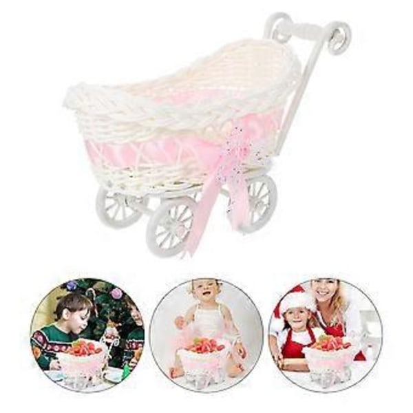 4 stk. Bryllupsgodteri Beholder Imitasjon Rattan Vevd Kurv Mini Blomsterkurv Godteriboks