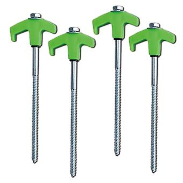 Sekskant Hode Forlengede Gjengede Plugger Solid Ergonomisk Håndtak Teltspiker Campingtilbehør (4 stk Grønn)
