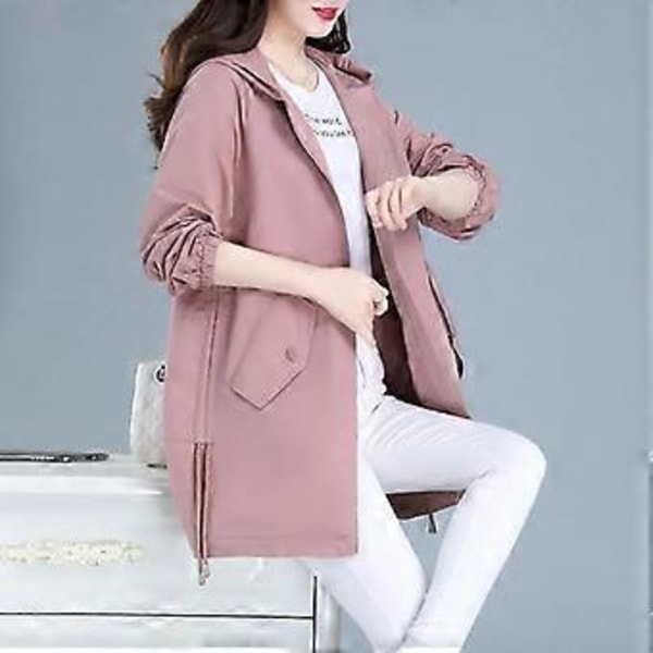 Vår Mote Casual Tynn Mellomlang Damejakke (XL rosa)
