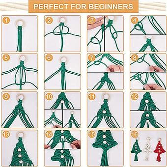 3 st Julgran DIY Kit Vävd Makramé Julgran Väggbonad Ornament ( )