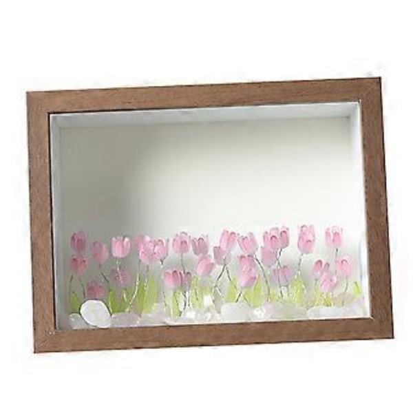 DIY Tulip Fotoramme Natlampe 10.1x15.2cm Robust Nem at Installere Romantisk (Pink Blomst Brun)