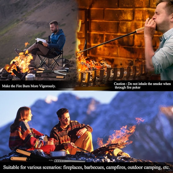 Branntang og ildrake, robuste vedtanger for peis, leirbål, ildrake for utendørs peis. ...