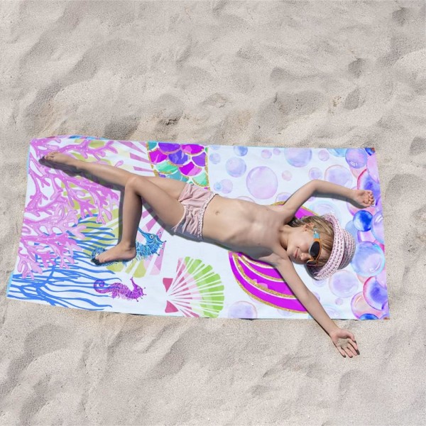 1 stk 70 x 150 cm Havfrue Strandhåndkle for Bursdagsgave Utendørs Hav
