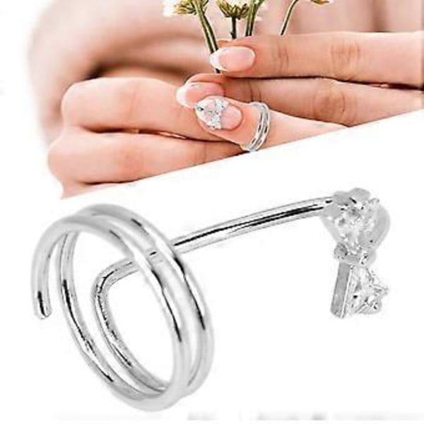 Fashionabel Fingernagelring Elektropläterad Koppar Manikyrring Nagelkonsttillbehör