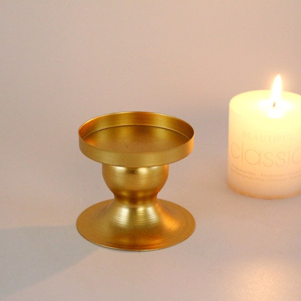 Gold Candlestick, Candle Plate Metal Candelabra Decorative Candle