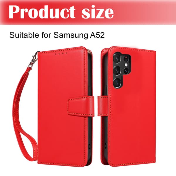 Samsung Galaxy A52 / A52s - Plånboksfodral i äkta läder - Röd