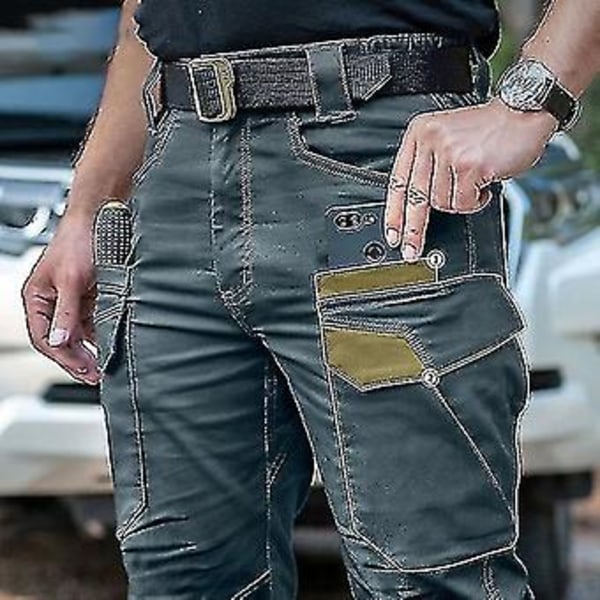 Män's Taktiska Cargo Byxor Swat Byxor Utomhus Sport Vandringsbyxor Multi-fickbyxor Träningsställ Armbyxor-r(s Svart)